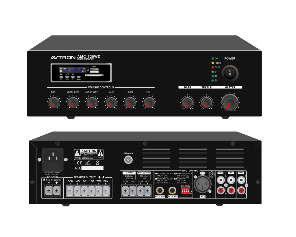 AVTRON 120W Mini Mixer Amplifier – AMC-120WD