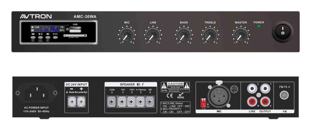 AVTRON 30W Mini Mixer Amplifier – AMC-30WA