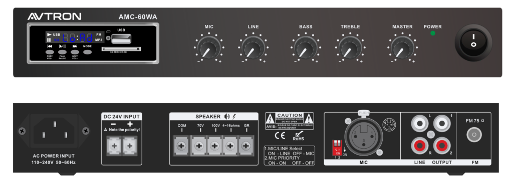 AVTRON 60W Mini Mixer Amplifier – AMC-60W